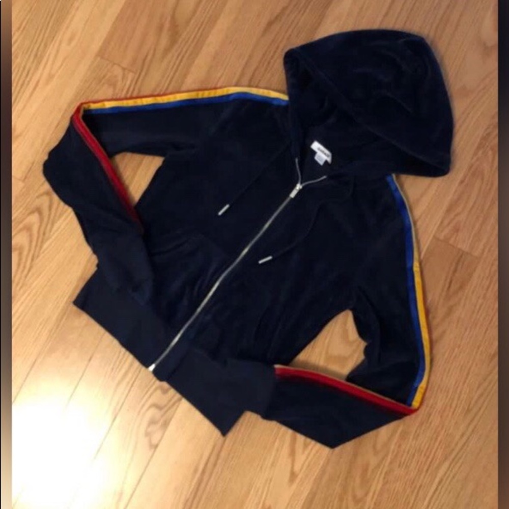 Garage Velvet Blue Crop Zippie (Size XS)
